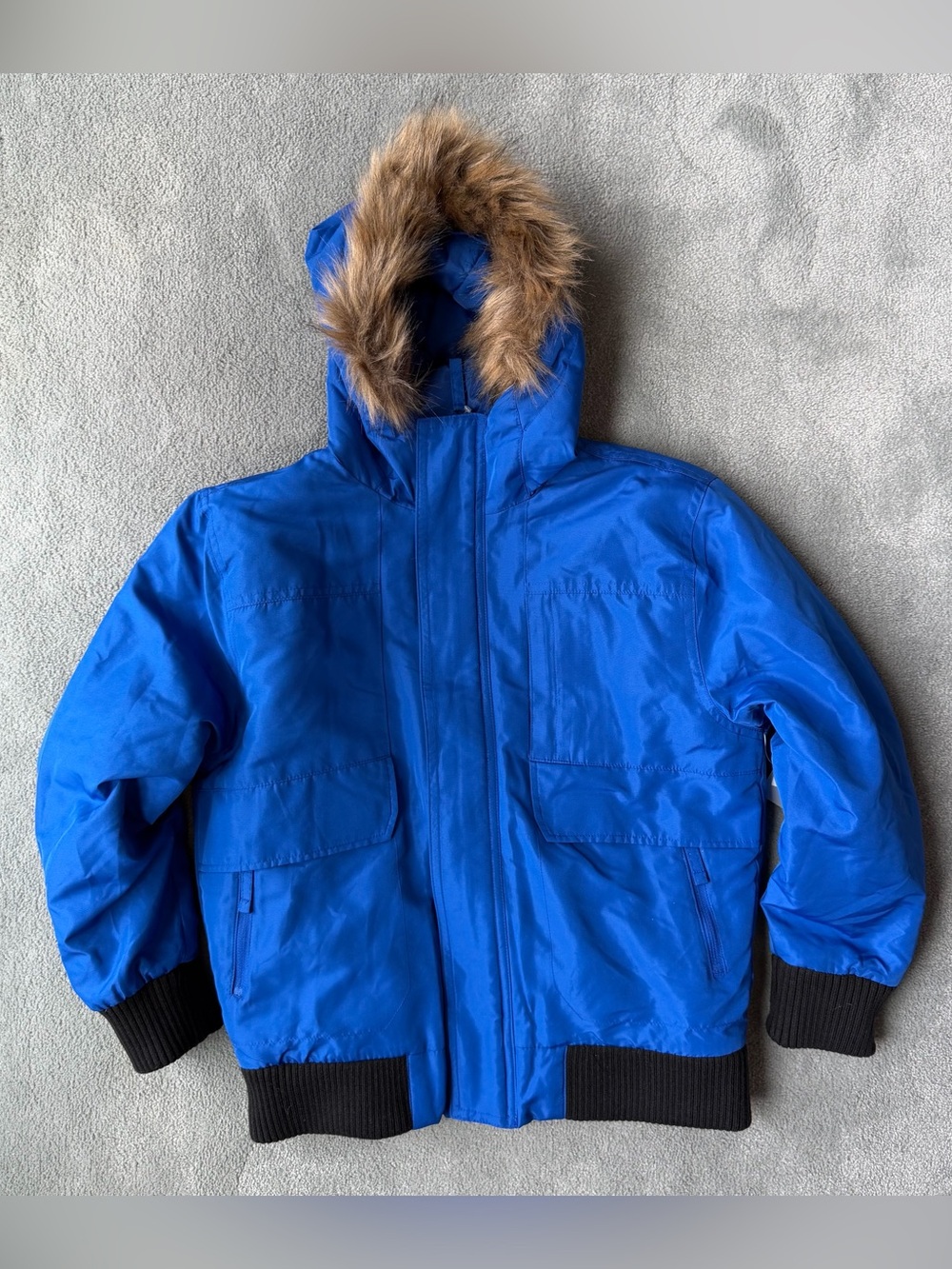 Swiss Tech Kids Heavyweight Winter Bomber Jacket In Vibrant Blue. NWT